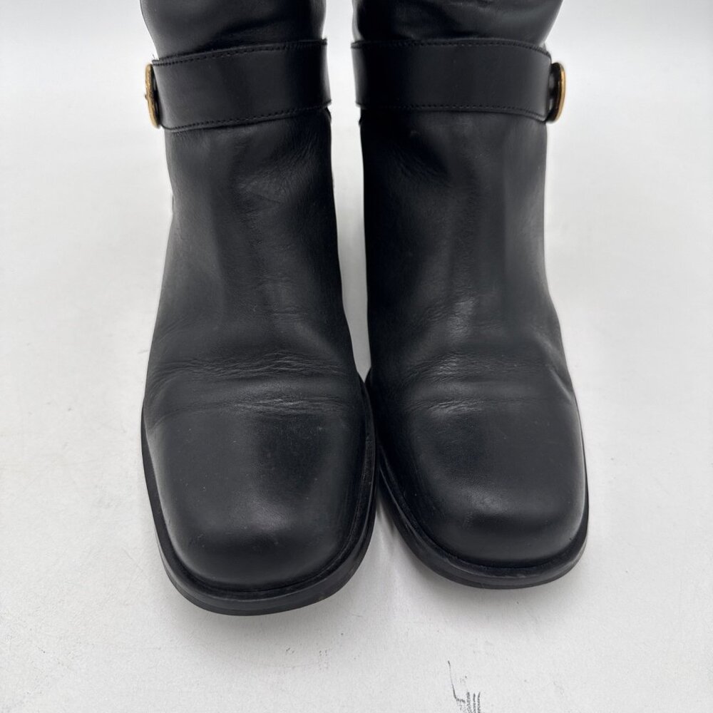 Etienne Aigner Boots Womens Size 7.5 Black Leather Tall Riding Equestrian Legacy - Picture 8 of 12